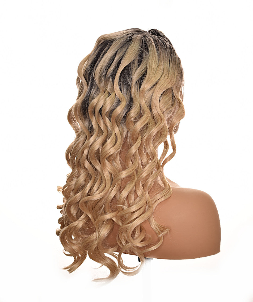Caramel Ombre Blonde Curly Lace Front Wig. Larissa Wigs