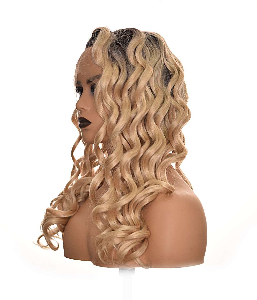 Caramel Ombre Blonde Curls Lace Front Wig. Larissa Wig.