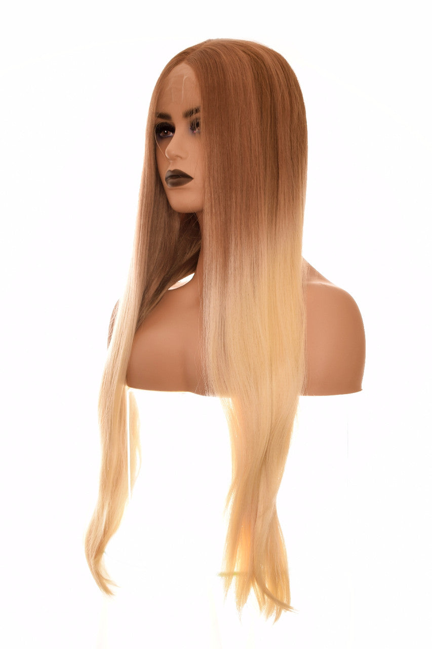 Caramel Blonde Graduated Lace Front Wig. 