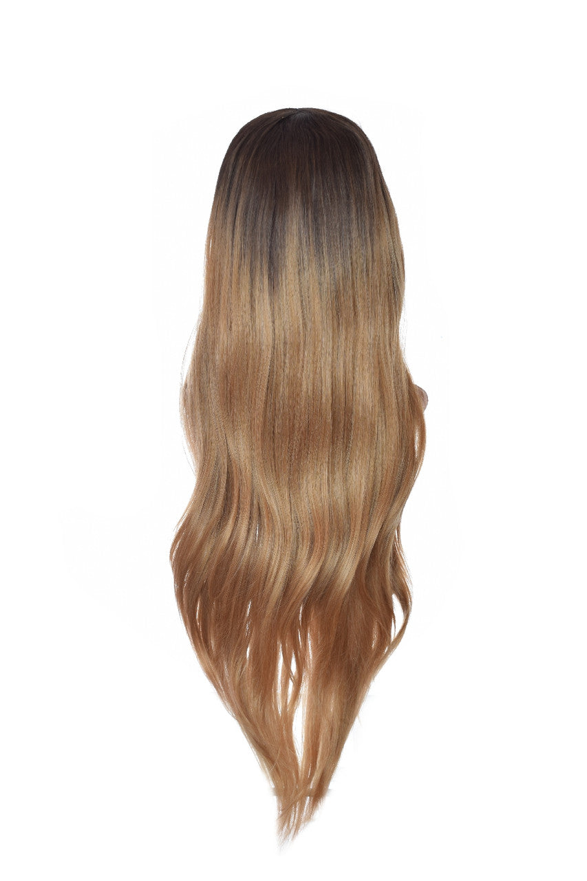 Caramel Rooted Lace Front Wig.  Root Dyed Ombre JLon Wig