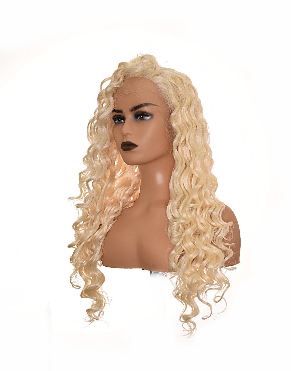 Platinum Blonde Lace Front Wig. Khalessi Curly Long Wig.