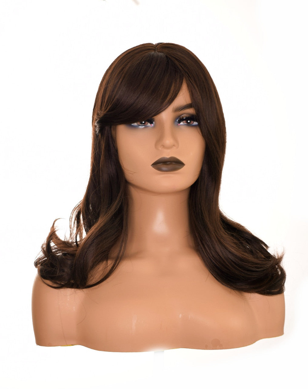 Dark Brown Shoulder Length Parriss Wig With Fringe. 