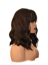 Dark Brown Wavy Wig With Fringe. Lolo-CelebWigs