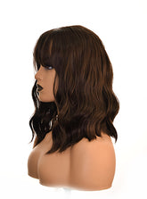 Dark Brown Wavy Wig With Fringe. Lolo-CelebWigs