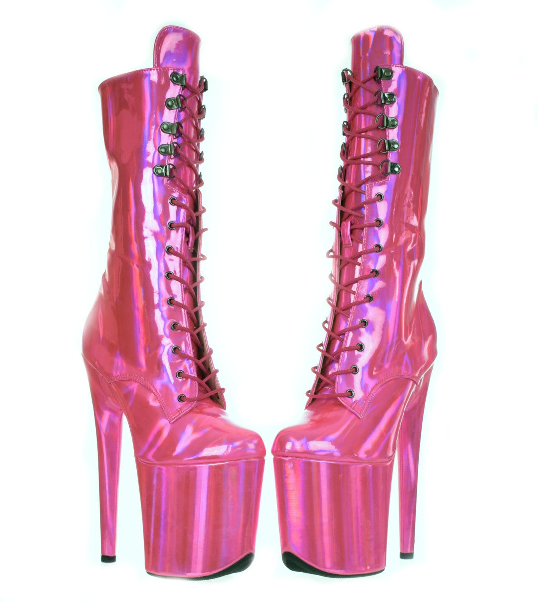 8 inch Pink Platform Ankle Boots