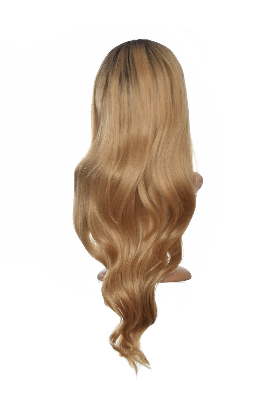 Honey Blonde Root Dye Lace Front Wig . Carmel Wig