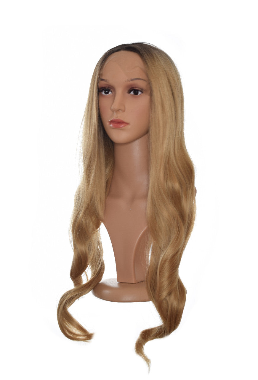 Honey Blonde Root Dyed Lace Front Wig . Carmel Wig