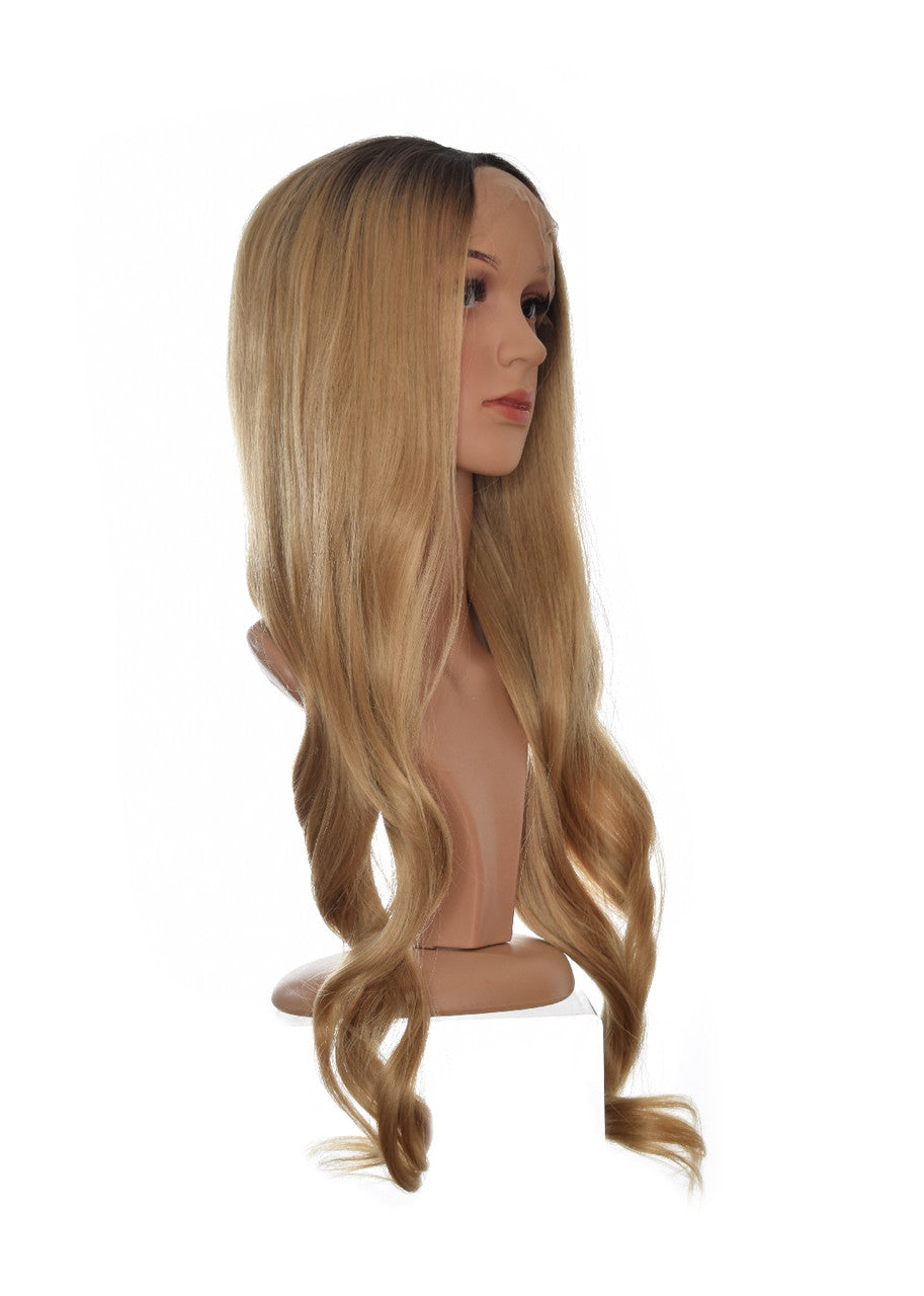 Honey Blonde Root Dyed Lace Front Wig . Carmel