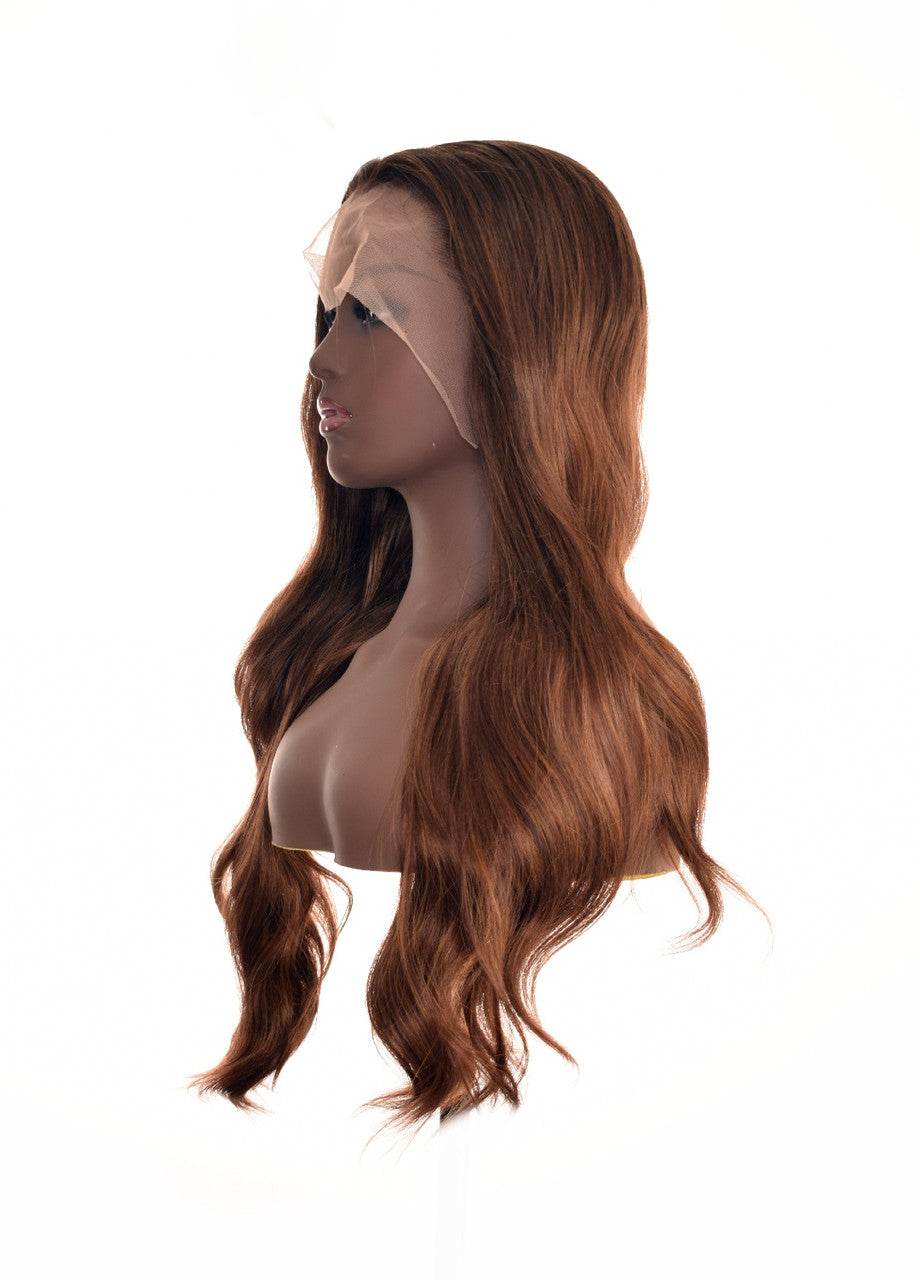 Light Copper highlights Brown  Lace Front Wig.  Dominique Wig