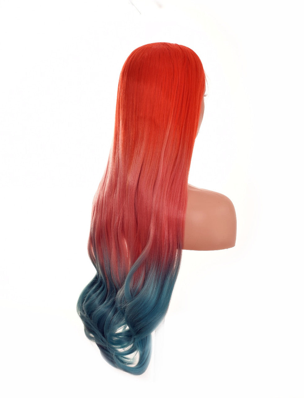 Orange Pink Blue Ombre Lace Front Wig. Shade.