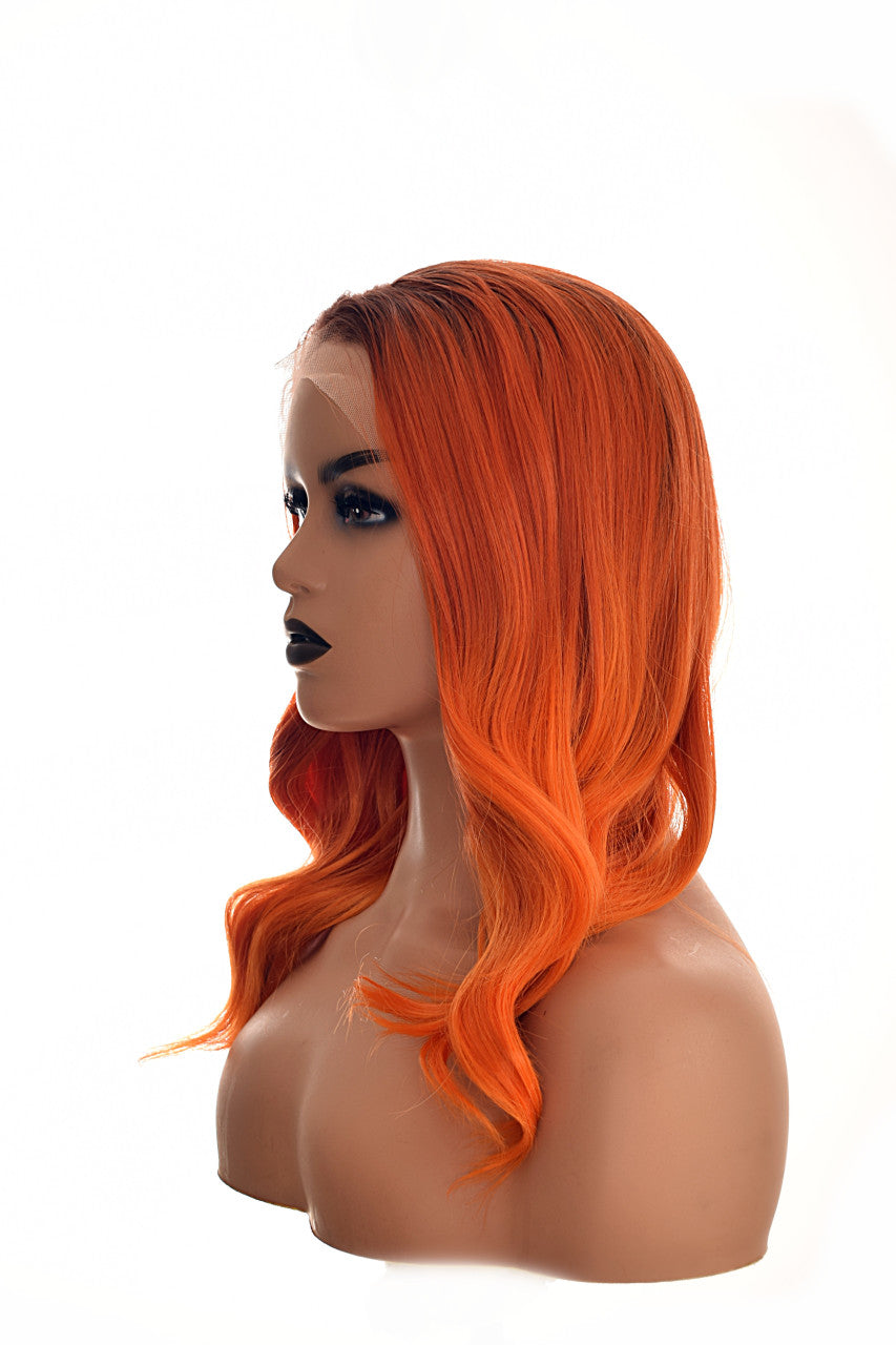 Orange Ombre Lace Front Wig. Sari