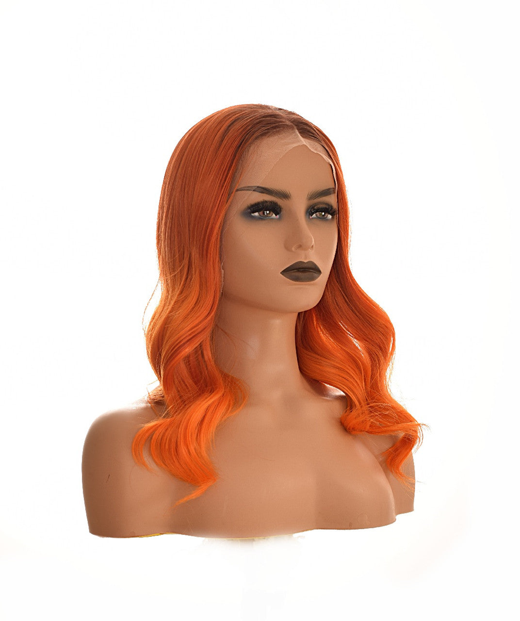 Orange Ombre wavy Lace Front Wig. Sari