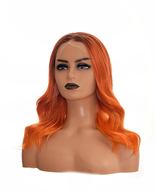 Orange Ombre Lace Front Wig. Sari