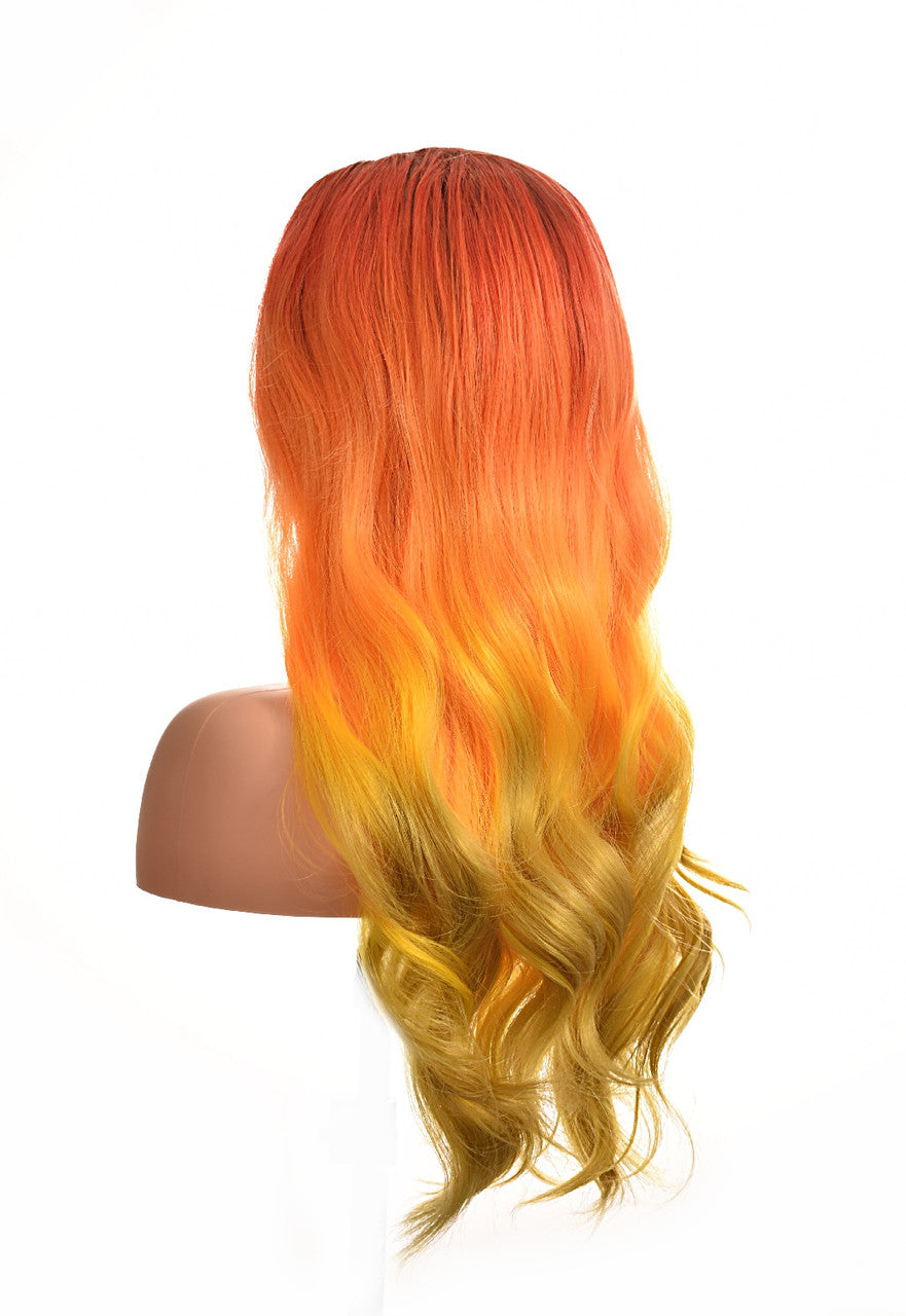 Orange Yellow Ombre Lacefrontal Wigs