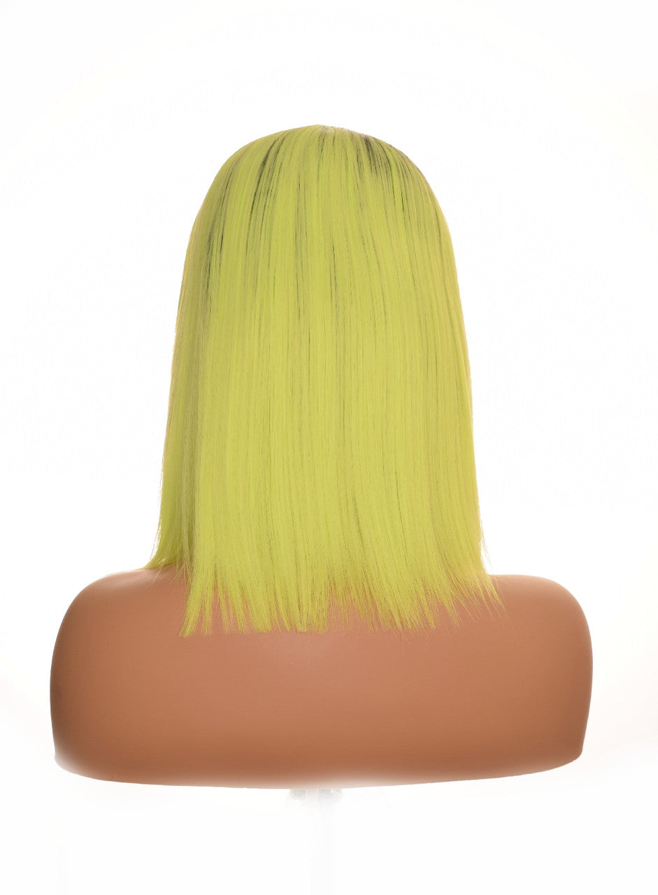 Pastel Green Lob Centre Part Lace Front Wig. 