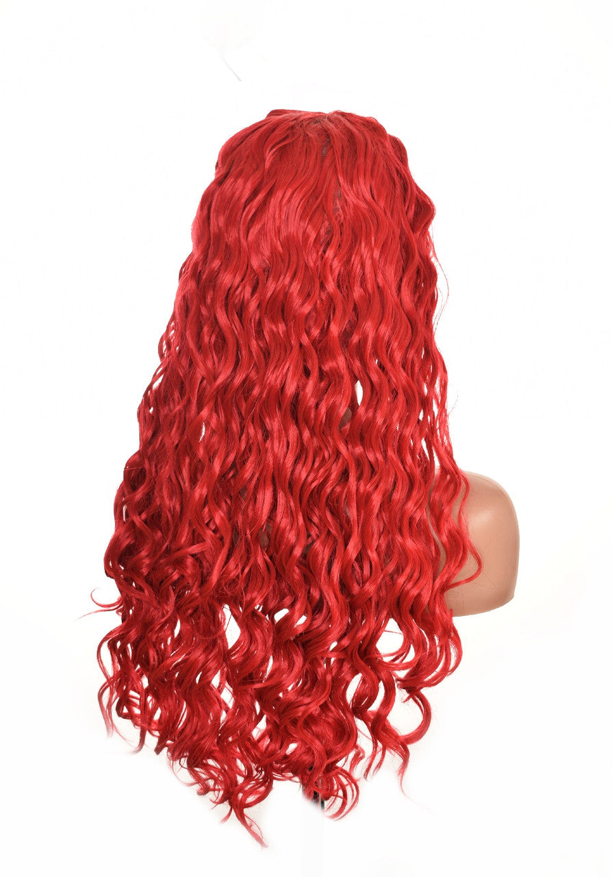 Deep Red Long Lace Front Wig. Ivy Curly Long Wig.