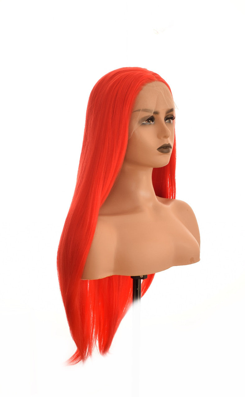 Pillarbox Red Long Lace Front Wig. Akane