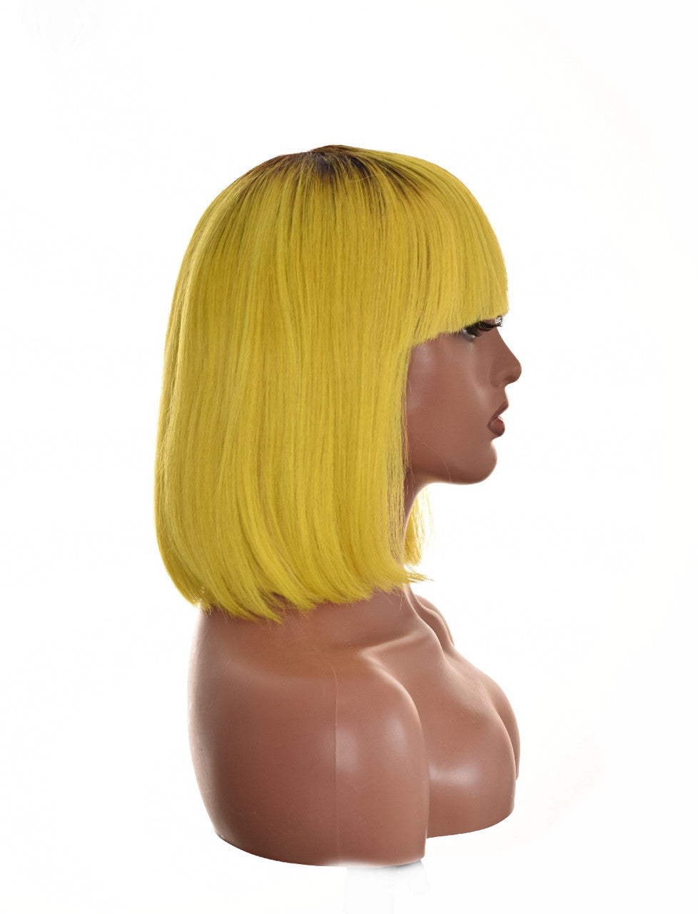 Yellow Human Hair Bob Style Wig. Saffy