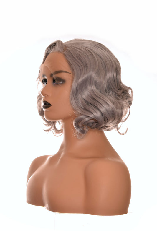 Grey Silver Lace Front Wavy Wig. Constance