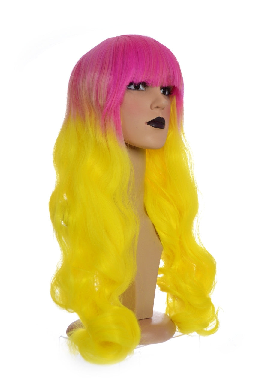 Canary Yellow & Pink Ombre Wig